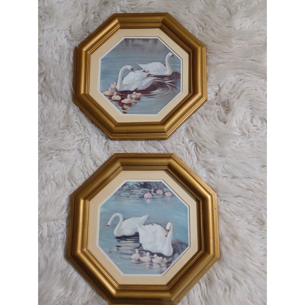 Vintage gold frames with swan pictures